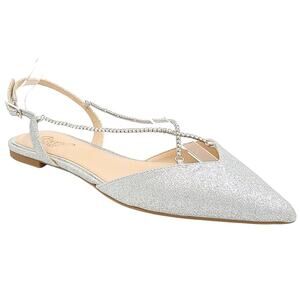 Jewel Badgley Mischka Women's Alanna Satin Slip-on, Silver Size 7.5M